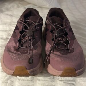 Hoka Purple Athletic Shoes Sleek Design Comfort.